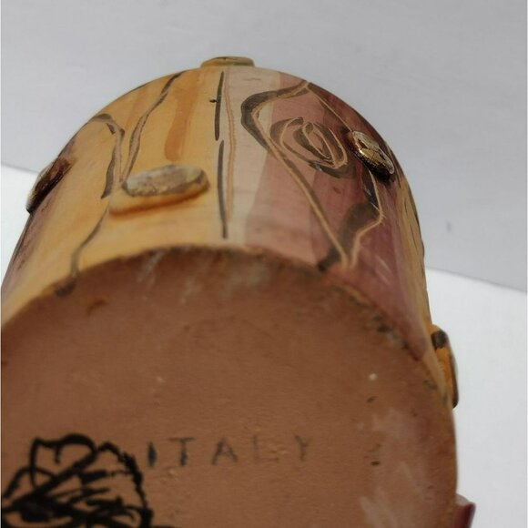 Vintage Toscany Ceramic Pottery Vase Tree Bark Wood Texture Mid Century Handmade - Picture 8 of 9